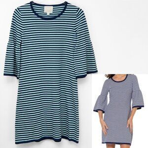 Sail To Sable Stripe Dress Mini Preppy Navy Blue Beach Glass Green Size Medium